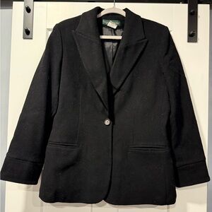 Vintage Harve Benard Black Wool Women's Blazer Size 14